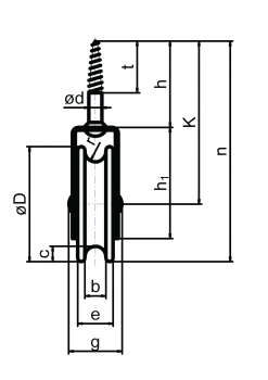 Graugussvogelseilrolle mit Holzschraube